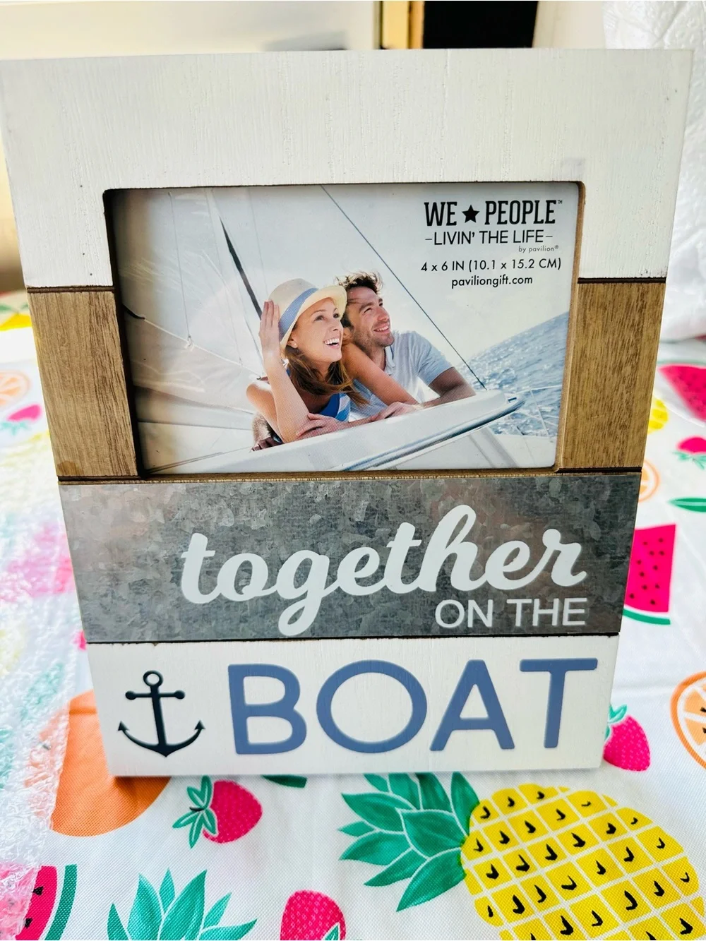 New 'Together on the Boat' White and Blue Picture Frame